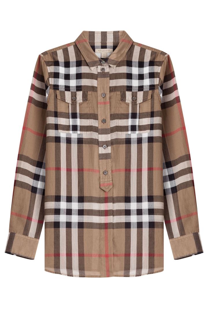 Burberry Brit Burberry Brit Check Print Cotton Blouse - Brown
