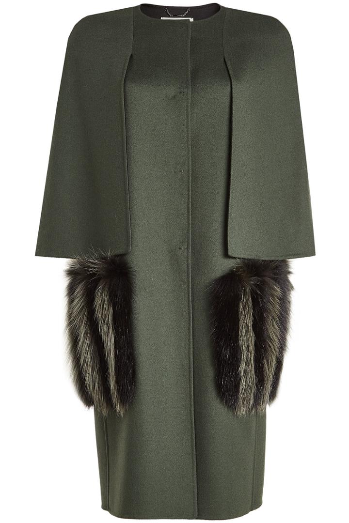 Fendi Fendi Fleece Wool Coat With Fox Fur
