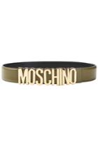 Moschino Moschino Leather Belt With Logo Buckle - Green