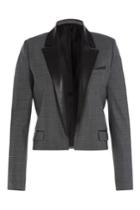 The Kooples The Kooples Cropped Wool Blazer With Leather - Multicolored