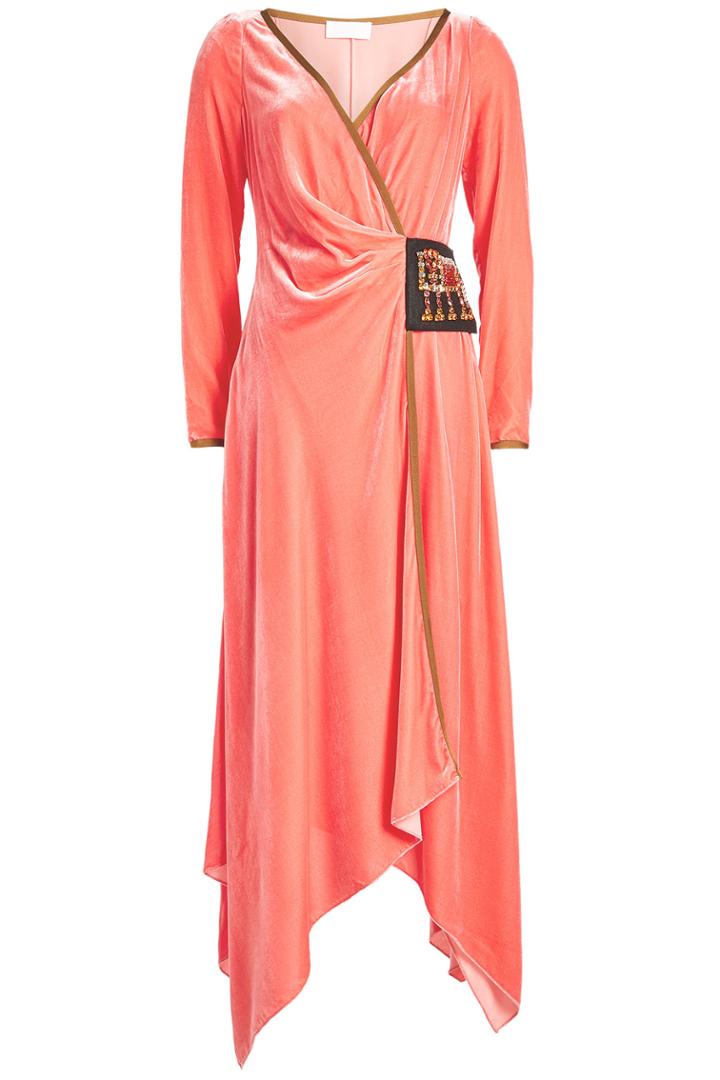 Peter Pilotto Peter Pilotto Draped Velvet Dress With Embellishment