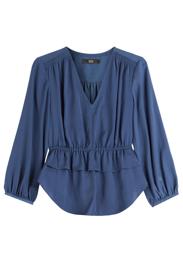 Steffen Schraut Steffen Schraut Draped Cotton Blouse - Blue
