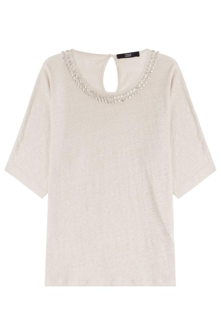 Steffen Schraut Steffen Schraut Embellished Linen Top - Beige
