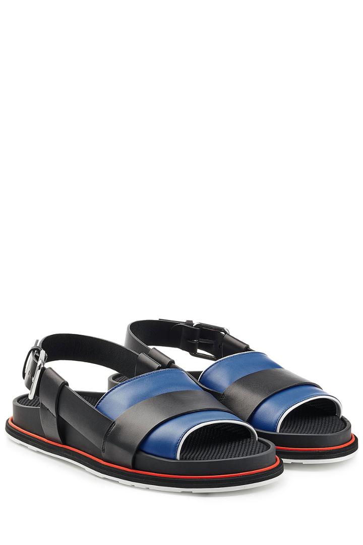 Jil Sander Jil Sander Colorblock Leather Sandals With Buckled Back Strap - Multicolor