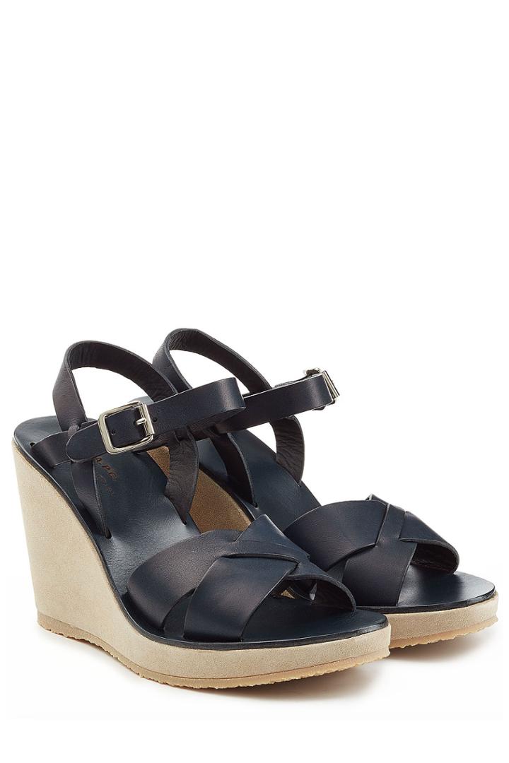 A.p.c. A.p.c. Wedge-sandalen Aus Leder - Blue