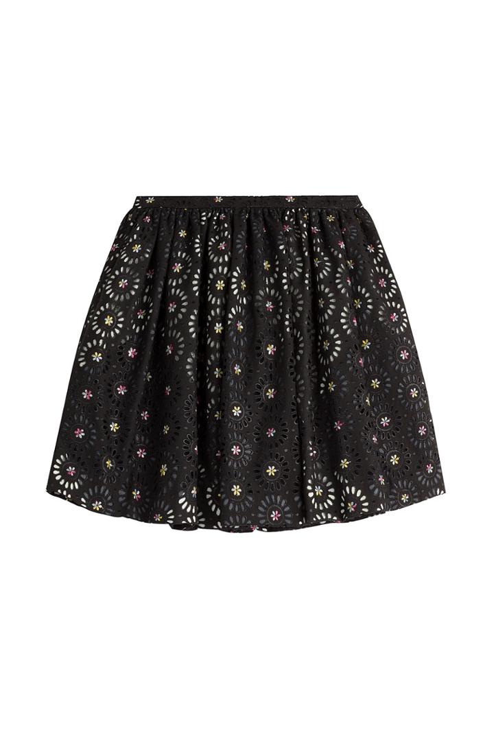 Marco De Vincenzo Marco De Vincenzo Embroidered Cotton Eyelet Skirt - Black