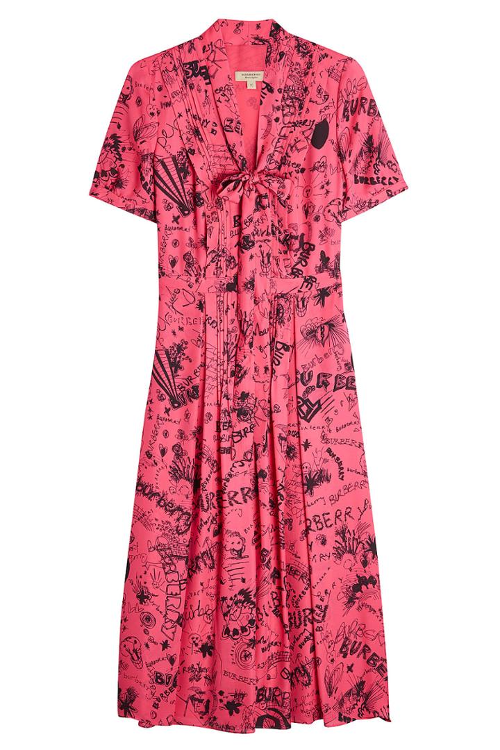 Burberry Burberry Antoniana Doodle Dress In Mulberry Silk