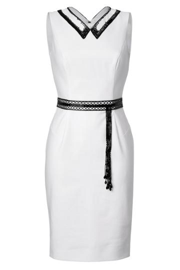 L'wren Scott L'wren Scott Sheath With Beaded Collar And Belt - None