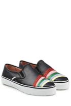 Red Valentino Red Valentino Leather Slip-ons With Rainbow Stripes - Black