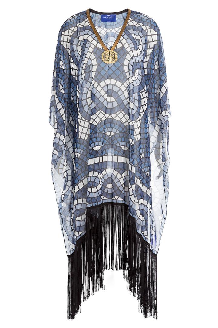 Elena Makri Elena Makri Embellished Print Tunic With Fringe