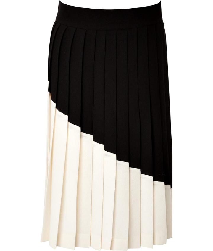 Fausto Puglisi Colorblock Pleated Wool Skirt