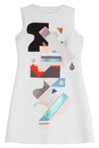 Victoria, Victoria Beckham Victoria, Victoria Beckham Printed Dress With Leather Applique - White