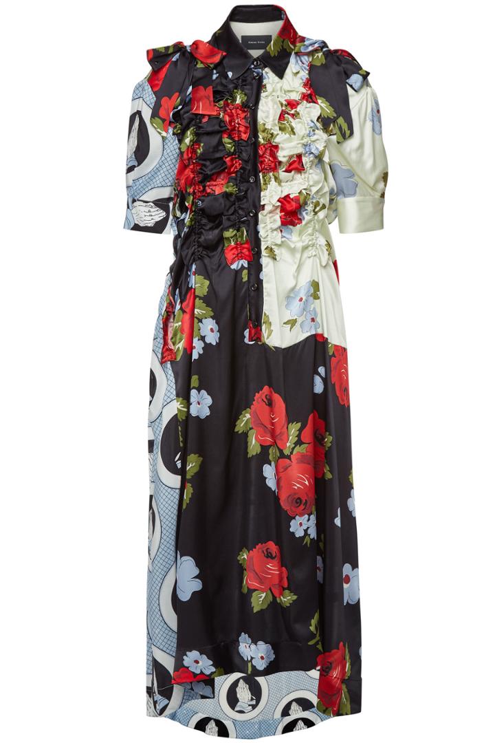 Simone Rocha Simone Rocha Printed Silk Dress With Ruffles
