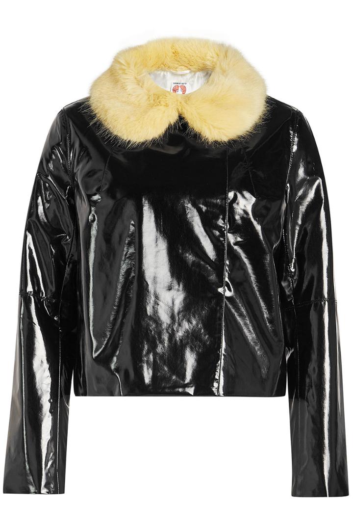 Shrimps Shrimps Faux Leather Jacket With Faux Fur Collar