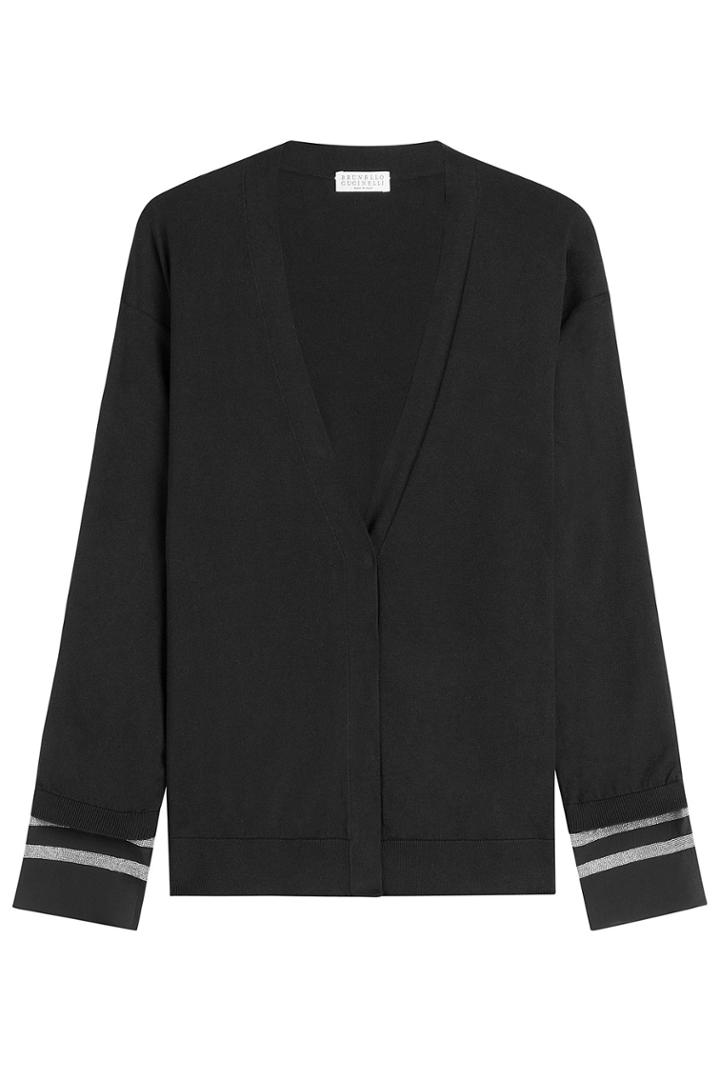 Brunello Cucinelli Brunello Cucinelli Cotton Cardigan With Embellished Cuffs - Black