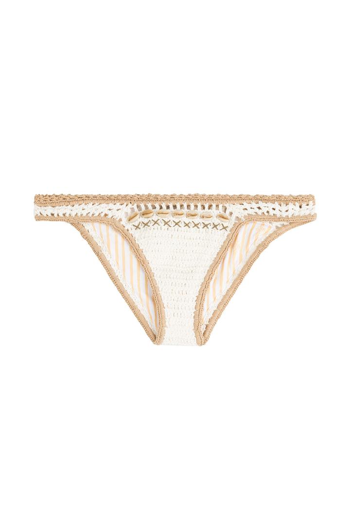 She Made Me She Made Me Crochet Bikini Bottoms With Shells - White