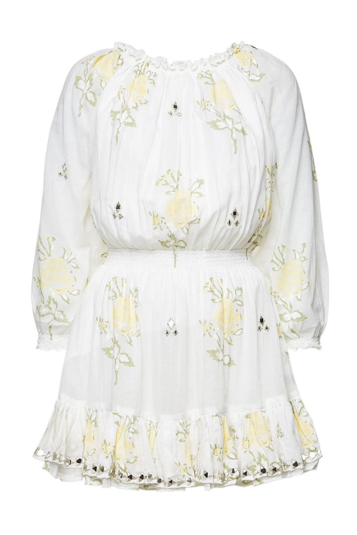 Juliet Dunn Juliet Dunn Floral Off-the-shoulder Cotton Dress