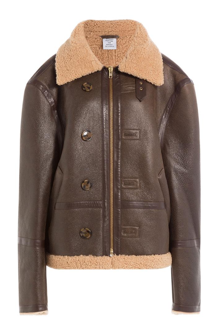 Vetements Vetements Oversize Leather And Shearling Jacket - Beige