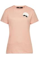 Karl Lagerfeld Karl Lagerfeld Karl Dots Ikonik Printed Cotton-t-shirt With Crystals