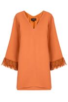 Derek Lam Derek Lam Tunic Top With Fringed Cuffs - Orange