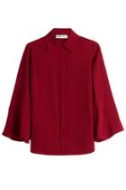 Valentino Valentino Silk Blouse With Flutter Sleeves - Red
