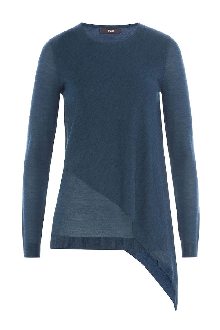 Steffen Schraut Steffen Schraut Asymmetric Merino Wool Pullover - Blue