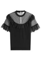 R.e.d. Valentino R.e.d. Valentino Knit Top With Point D'esprit And Lace - Black