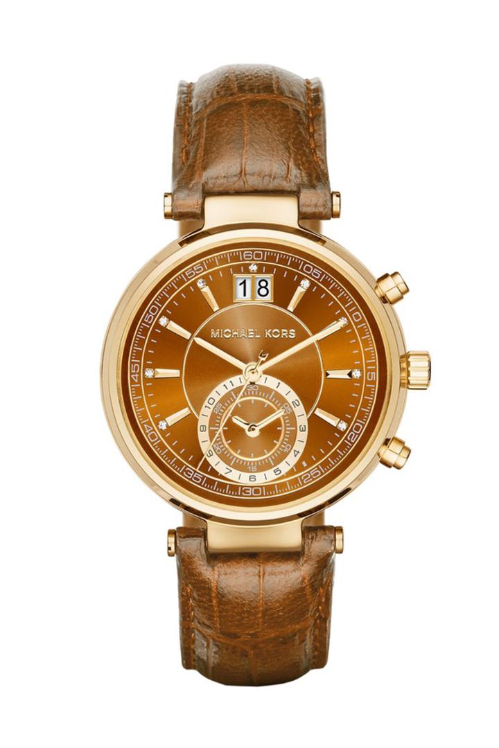 Michael Kors Collection Michael Kors Collection Sawyer Gold-tone And Embossed-leather Watch