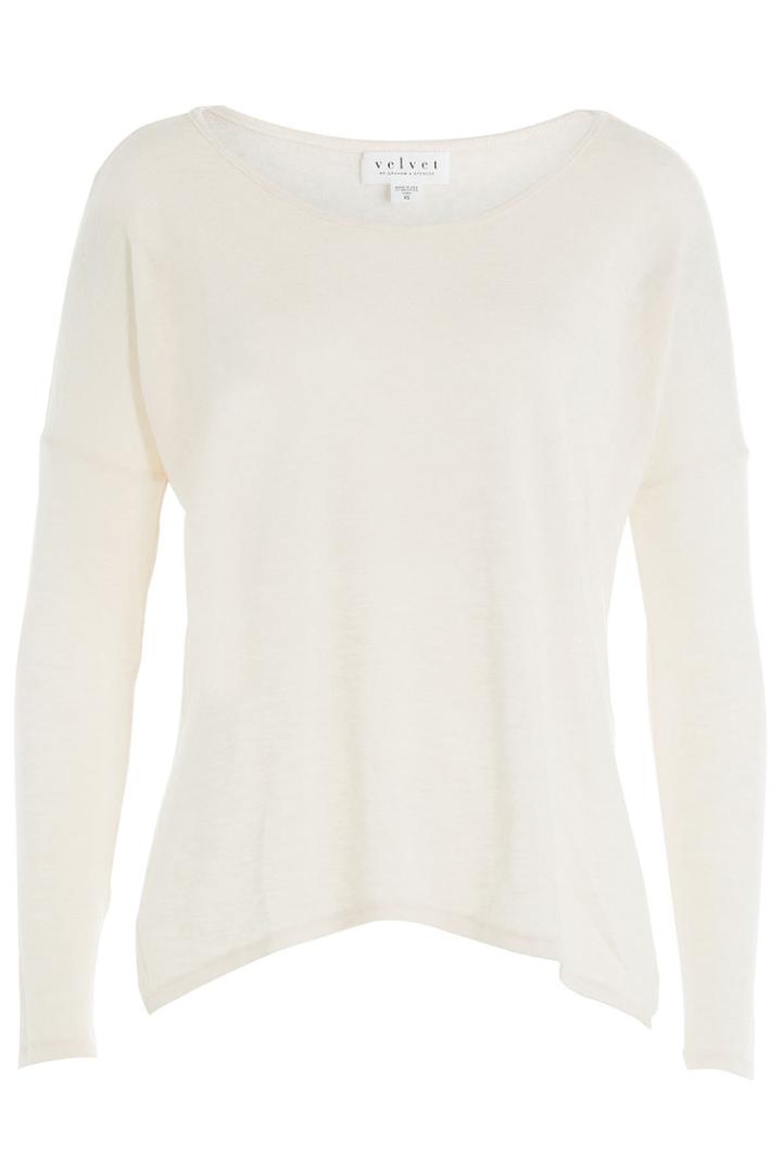 Velvet Velvet Wide Neck Pullover - White