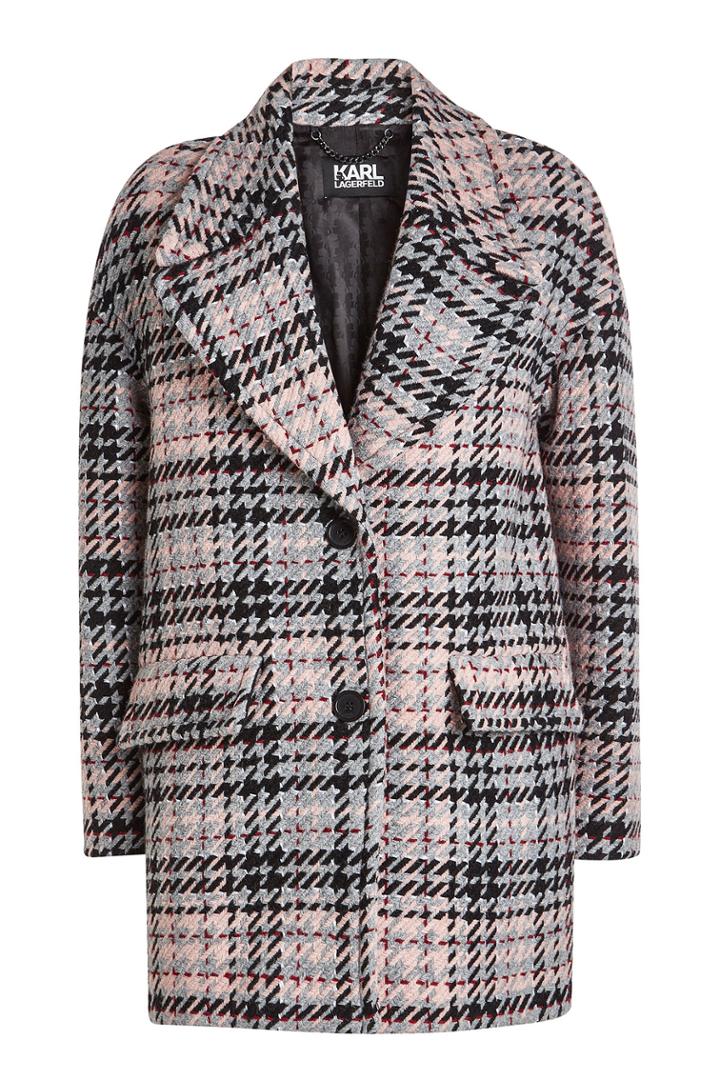 Karl Lagerfeld Karl Lagerfeld Oversized Check Coat With Wool
