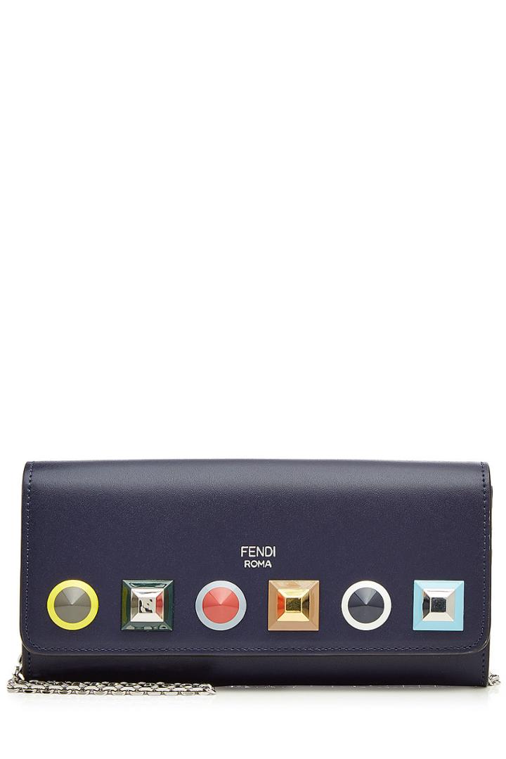 Fendi Fendi Embellished Leather Wallet On Chain