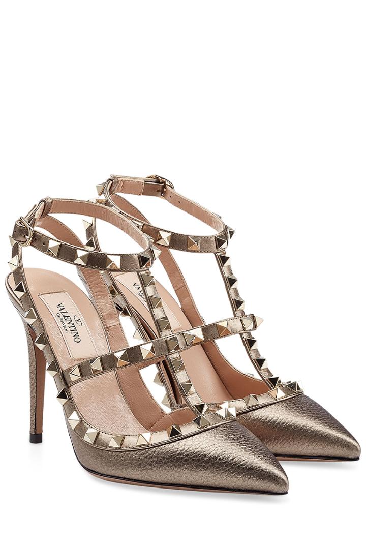 Valentino Valentino Leather Rockstud Pumps - Gold