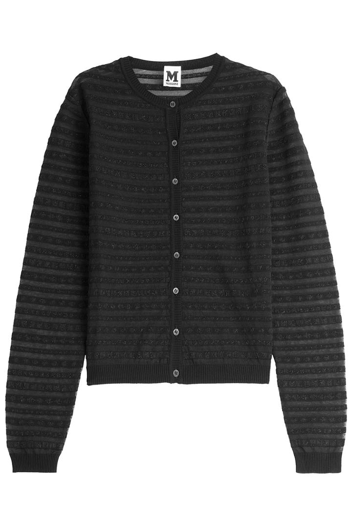 M Missoni M Missoni Sheer Stripe Knit Cardigan - Black