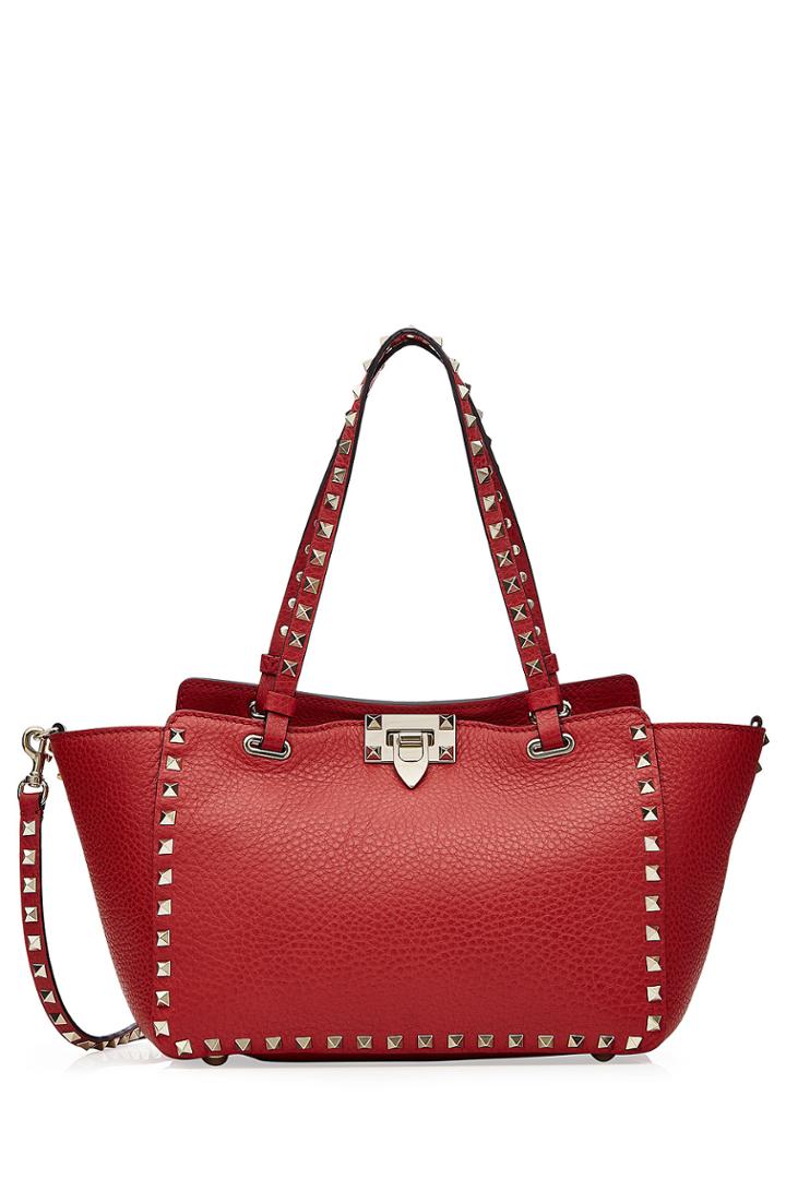Valentino Valentino Rockstud Mini Leather Tote - Red