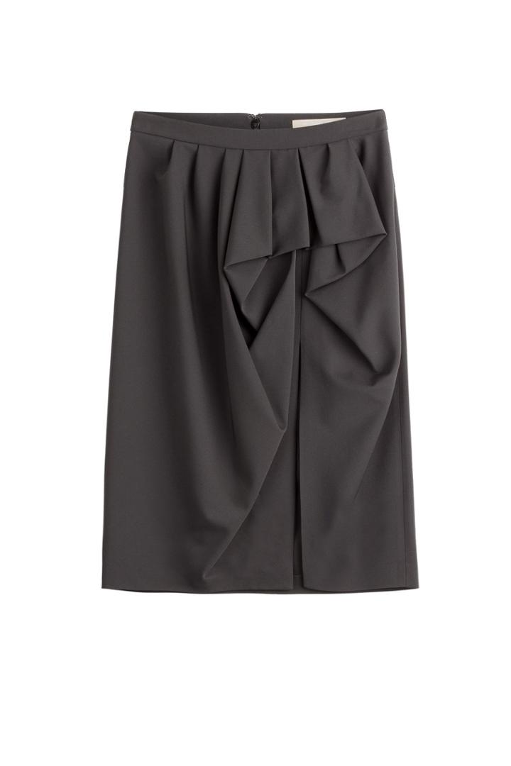 Michael Kors Michael Kors Draped Wool Skirt - Black