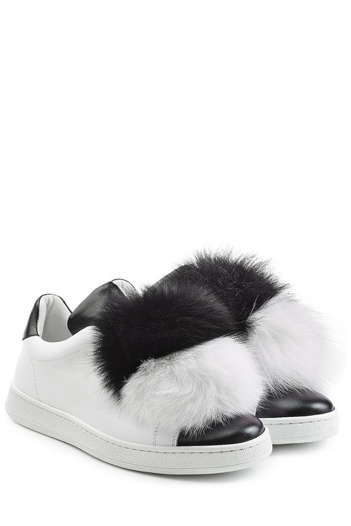 Joshua Sanders Joshua Sanders Leather Sneakers With Fox Fur - White
