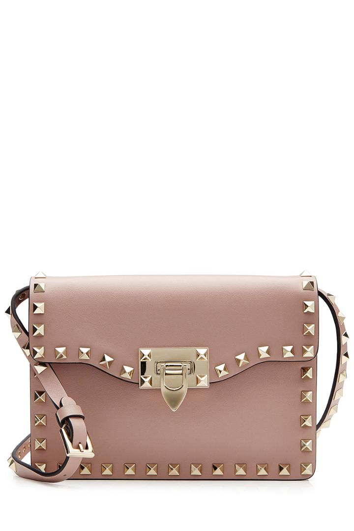 Valentino Valentino Rockstud Leather Shoulder Bag - Mauve
