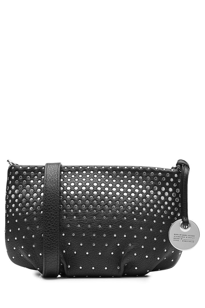 Marc By Marc Jacobs Marc By Marc Jacobs New Q Percy Embellished Leather Shoulder Bag - Black