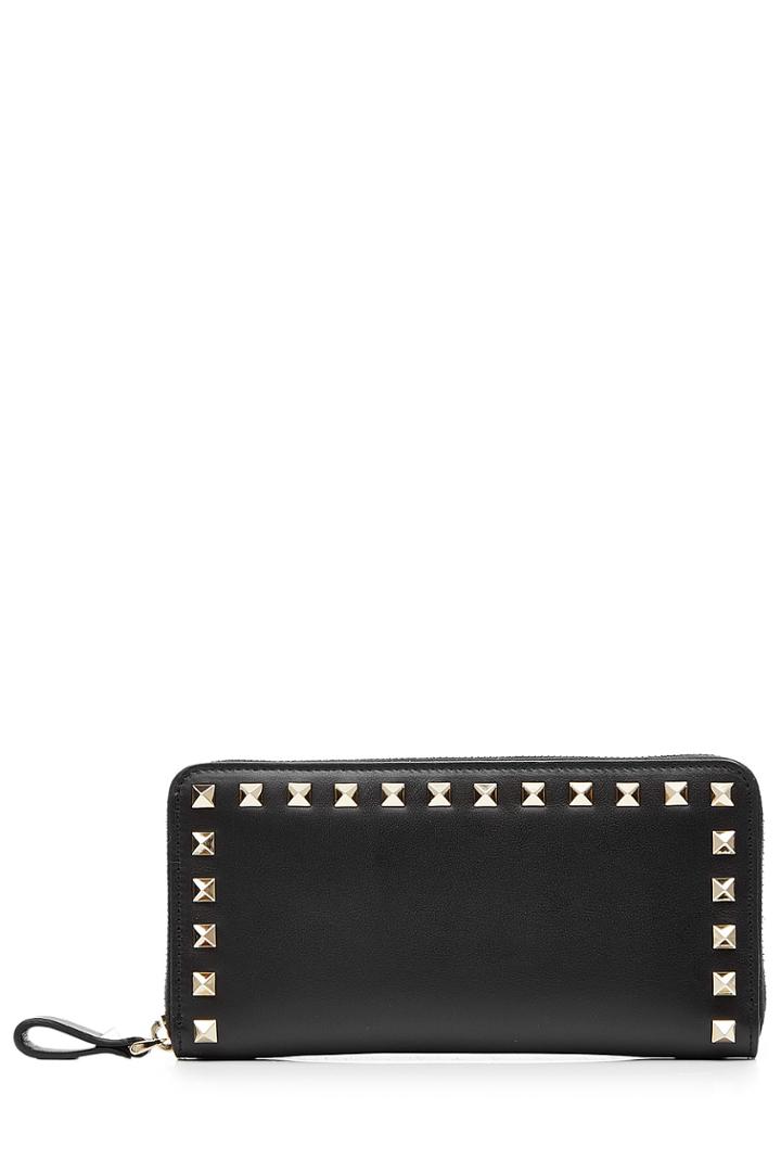 Valentino Valentino Leather Rockstud Wallet - Black