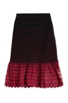 Alexander Mcqueen Alexander Mcqueen Textured Knit Skirt With Contrast Hem - Black