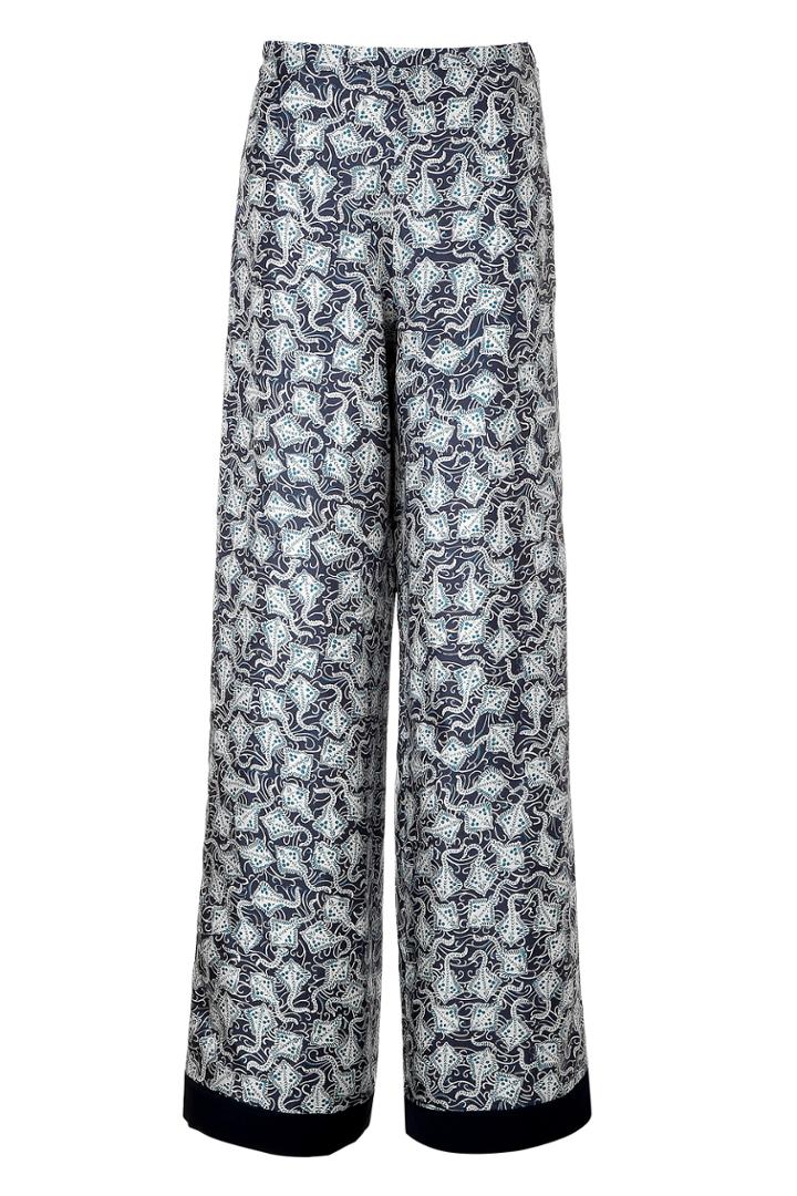 Rochas Rochas Silk Stingray Print Wide Leg Pants - Blue