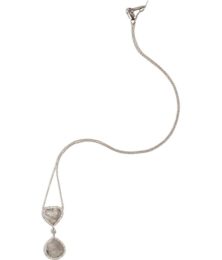 Susan Foster 18k White Gold Necklace With Slice And Micro Pave Diamonds