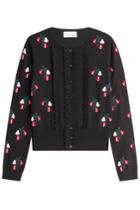 Red Valentino Red Valentino Wool Floral Knit Cardigan - Black