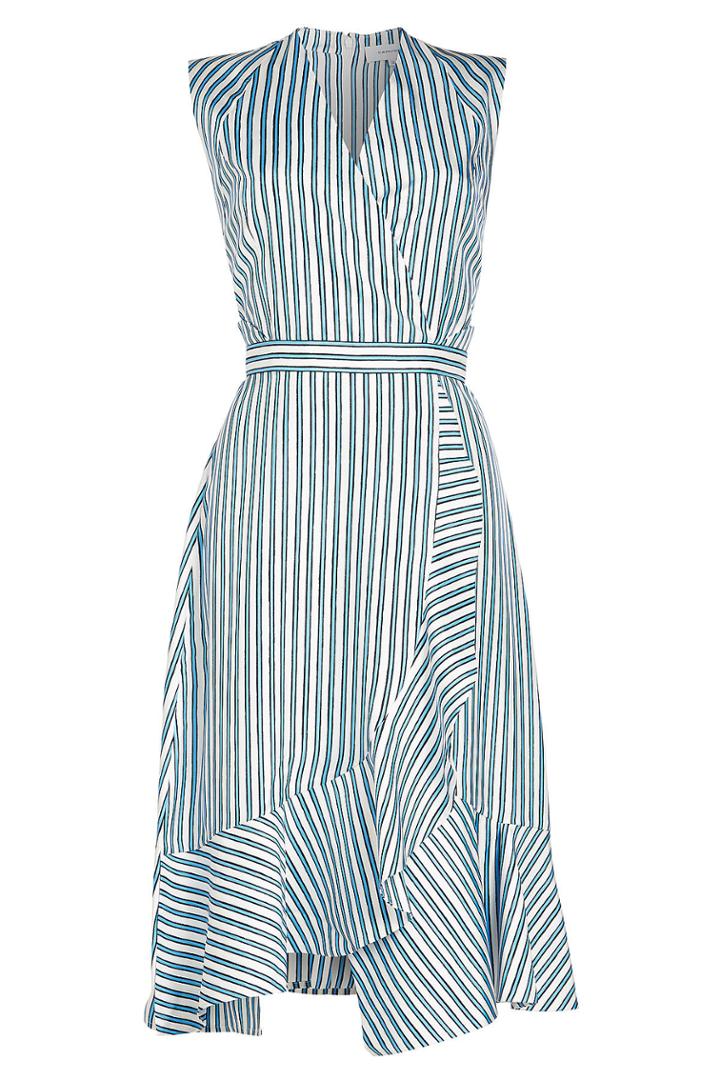 Carven Carven Striped Silk Midi Dress