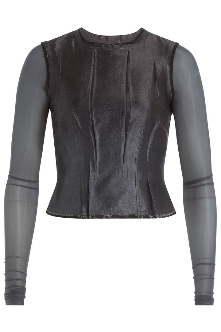 Maison Margiela Maison Margiela Pleated Silk Top - Black