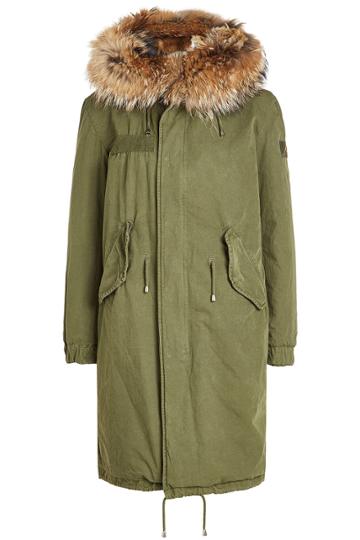 Barbed Barbed Cotton Parka With Fur Lining And Trimmed Hood