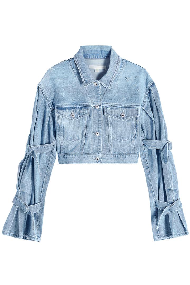 Jonathan Simkhai Jonathan Simkhai Tie Sleeve Cropped Denim Jacket