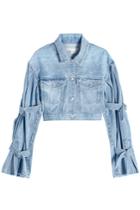 Jonathan Simkhai Jonathan Simkhai Tie Sleeve Cropped Denim Jacket