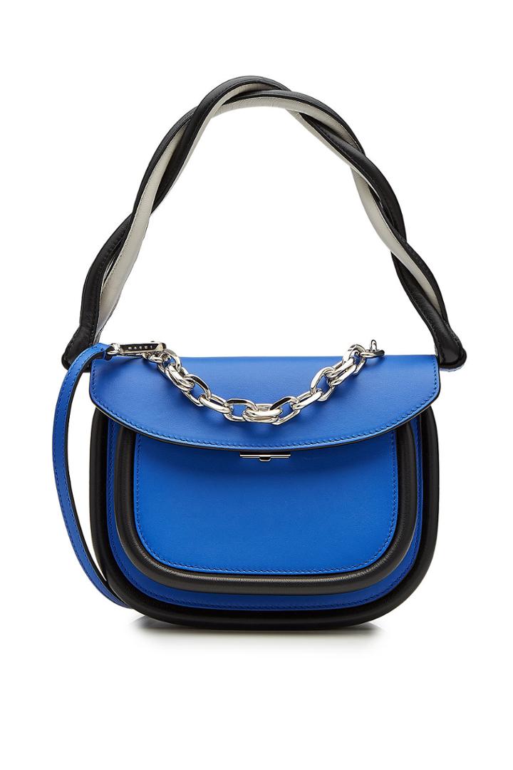 Marni Marni Leather Shoulder Bag With Chain Embellishment