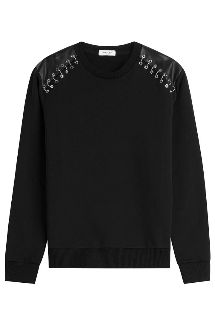 Mugler Mugler Cotton Pullover With Safety Pins - Black